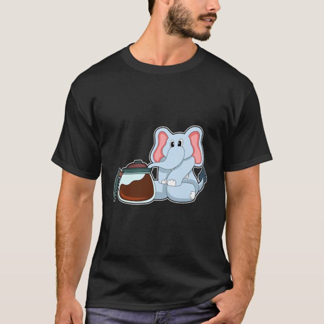 Elefant mit Kaffeekanne T-Shirt (Vorderseite)