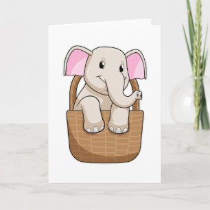 Elefant mit Korb Karte