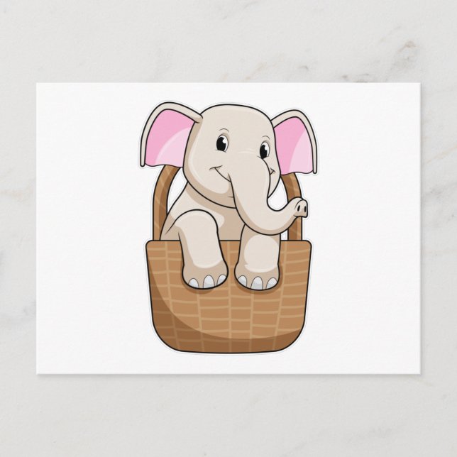 Elefant mit Korb Postkarte (Vorderseite)