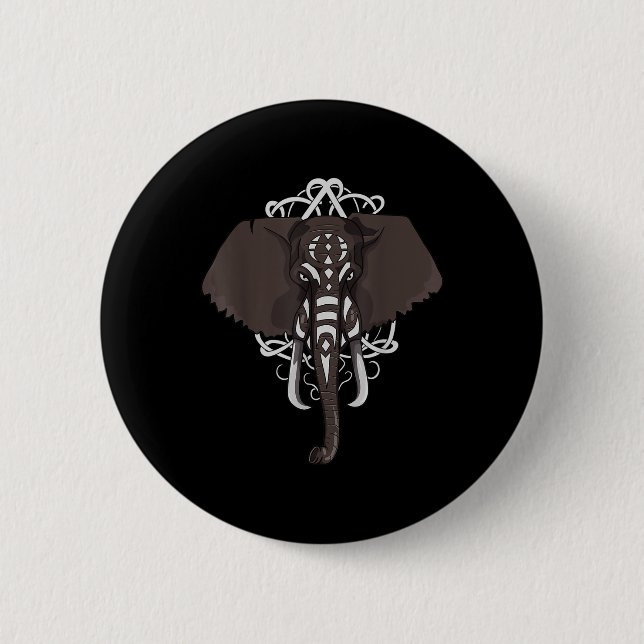 Elefant mit Kriegsfarbe Button (Vorderseite)