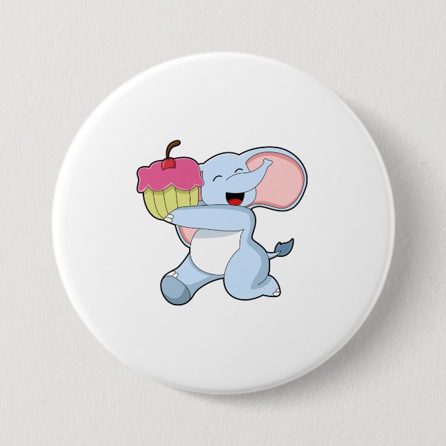 Elefant mit Kuchen Button (Vorderseite)