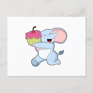 Elefant mit Kuchen Postkarte