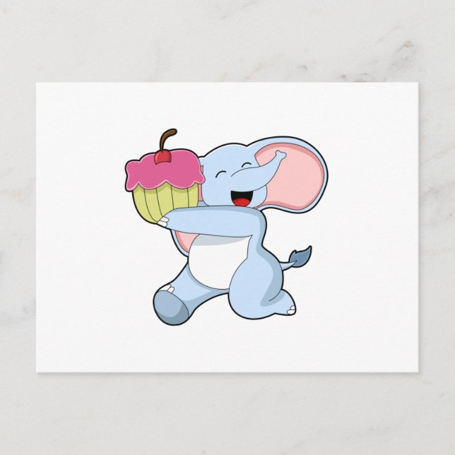 Elefant mit Kuchen Postkarte (Vorderseite)