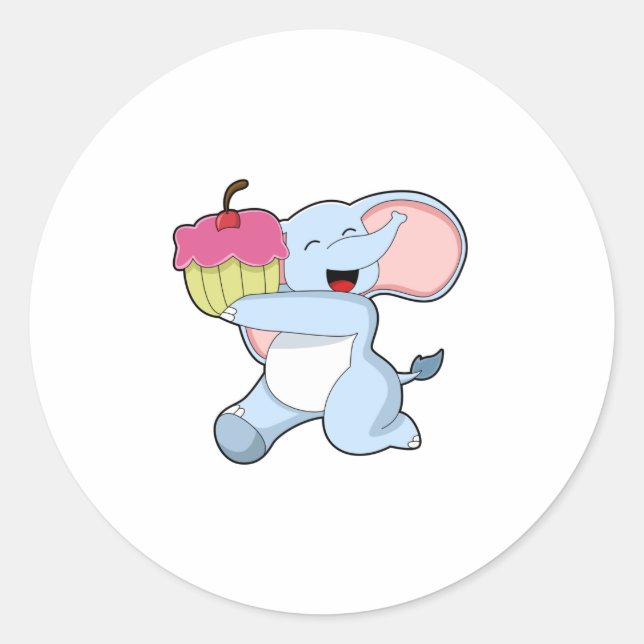 Elefant mit Kuchen Runder Aufkleber (Vorderseite)