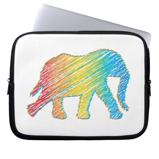 Elefant mit Linien Laptopschutzhülle (Vorderseite)