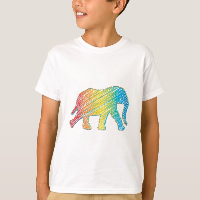 Elefant mit Linien T-Shirt (Vorderseite)