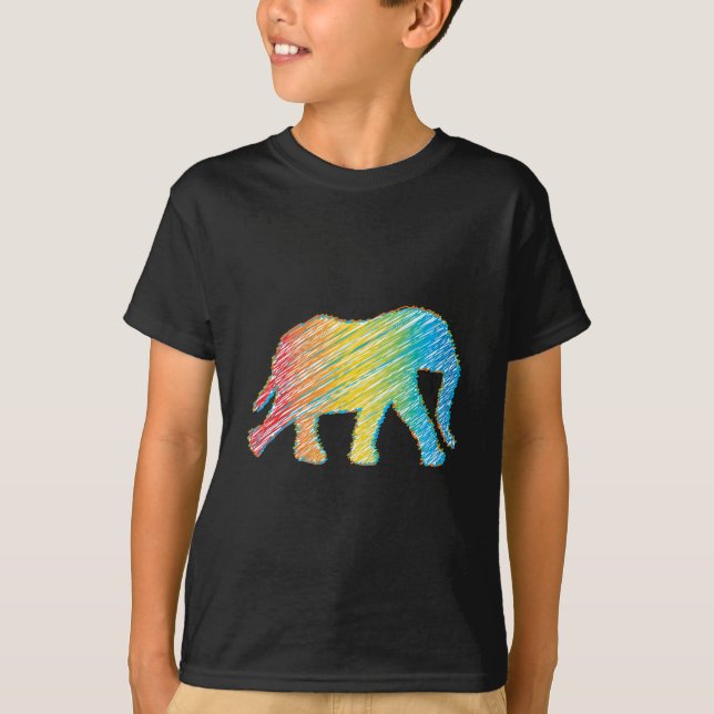 Elefant mit Linien T-Shirt (Vorderseite)