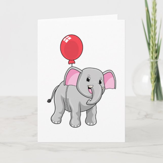 Elefant mit Luftballon Karte (Vorderseite)
