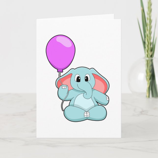 Elefant mit Luftballon Karte (Vorderseite)