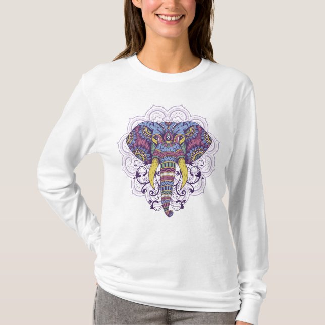 Elefant mit Mandala T-Shirt (Vorderseite)