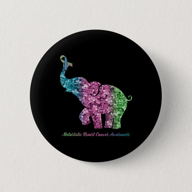 Elefant mit metastasiertem Brustkrebs in der Blume Button (Vorderseite)