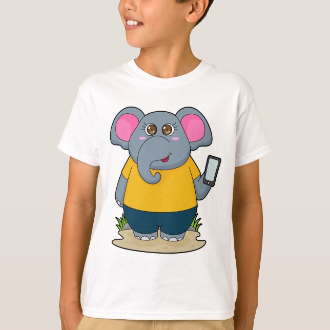 Elefant mit mobil T-Shirt (Vorderseite)