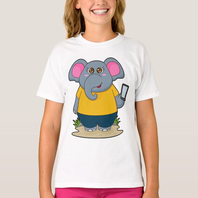 Elefant mit mobil T-Shirt (Vorderseite)