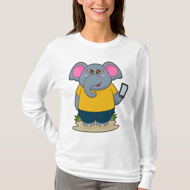 Elefant mit mobil T-Shirt (Vorderseite)