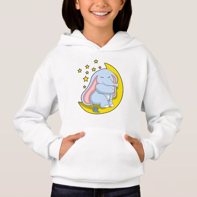Elefant mit Mond und Sternen Hoodie (Vorderseite)