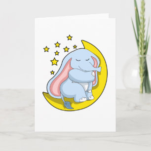 Elefant mit Mond und Sternen Karte