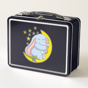 Elefant mit Mond und Sternen Metall Brotdose