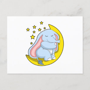 Elefant mit Mond und Sternen Postkarte