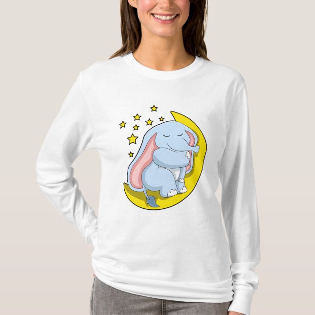 Elefant mit Mond und Sternen T-Shirt (Vorderseite)