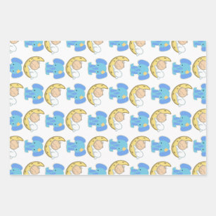Elefant mit Moon Baby Design Geschenkpapier Set