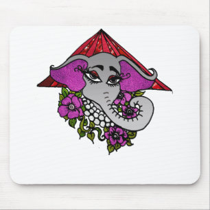 Elefant mit Perlen und Violetten Mousepad