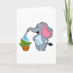 Elefant mit Pflanze Karte