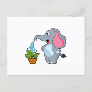 Elefant mit Pflanze Postkarte