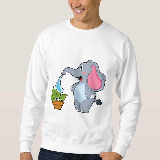 Elefant mit Pflanze Sweatshirt (Vorderseite)