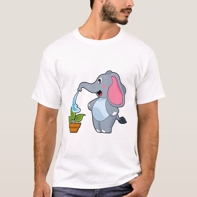 Elefant mit Pflanze T-Shirt (Vorderseite)