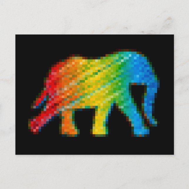 Elefant mit Pixeln Postkarte (Vorderseite)