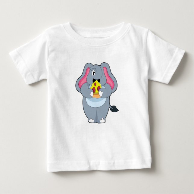 Elefant mit Pizza Baby T-shirt (Vorderseite)