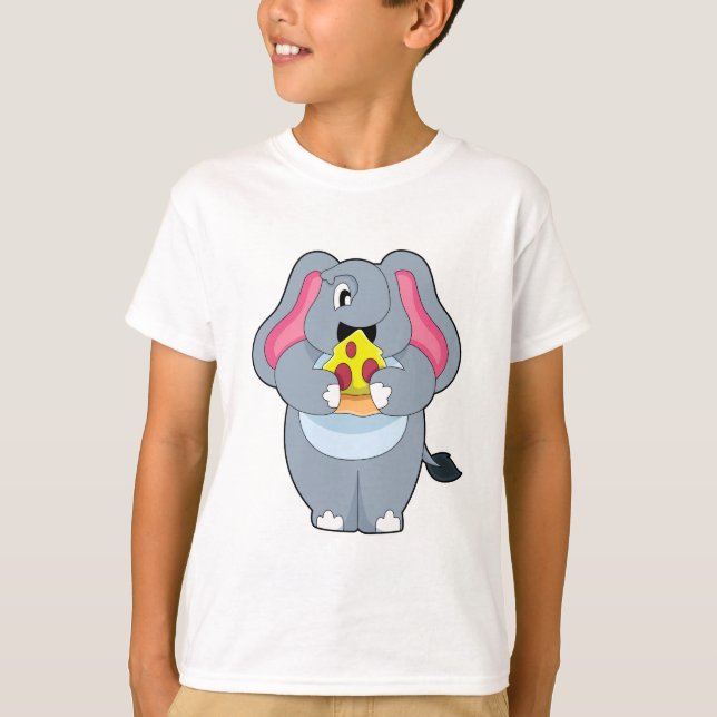 Elefant mit Pizza T-Shirt (Vorderseite)