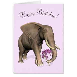 Elefant mit rosa Orchid