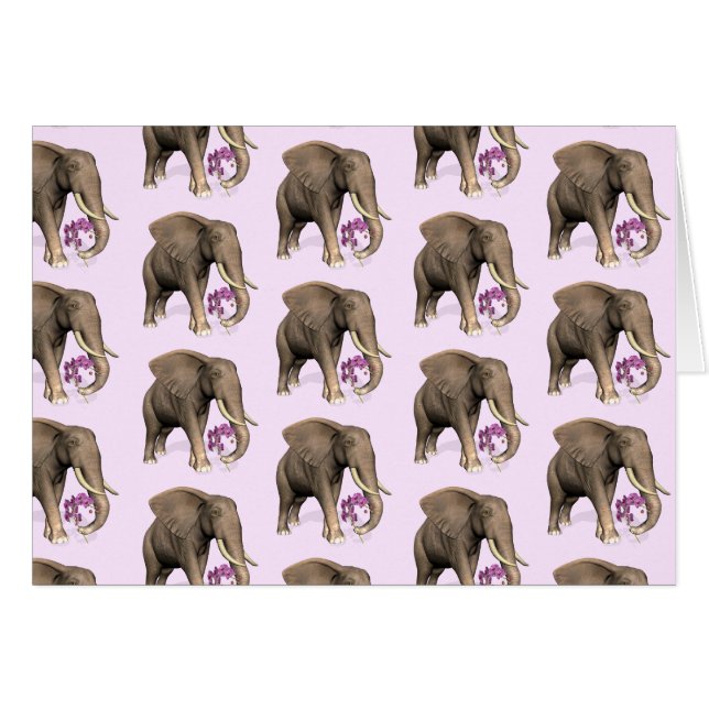 Elefant mit rosa Orchid (Vorderseite (Horizontal))