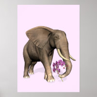 Elefant mit rosa Orchid