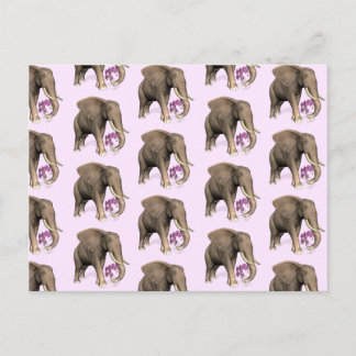 Elefant mit rosa Orchid Postkarte