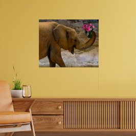 Elefant mit Rose Poster