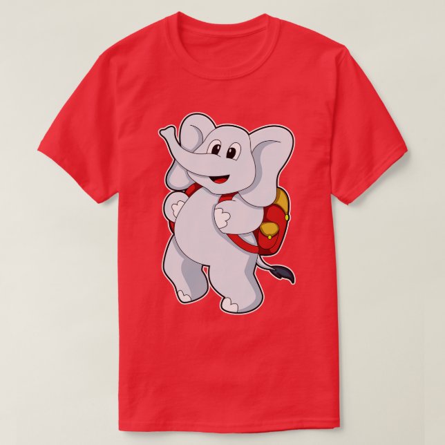 Elefant mit Rucksack T-Shirt (Design vorne)