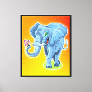 Elefant mit Schmetterling-21987 Leinwanddruck