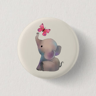 Elefant mit Schmetterling Button