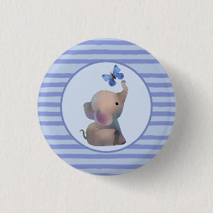 Elefant mit Schmetterling Button