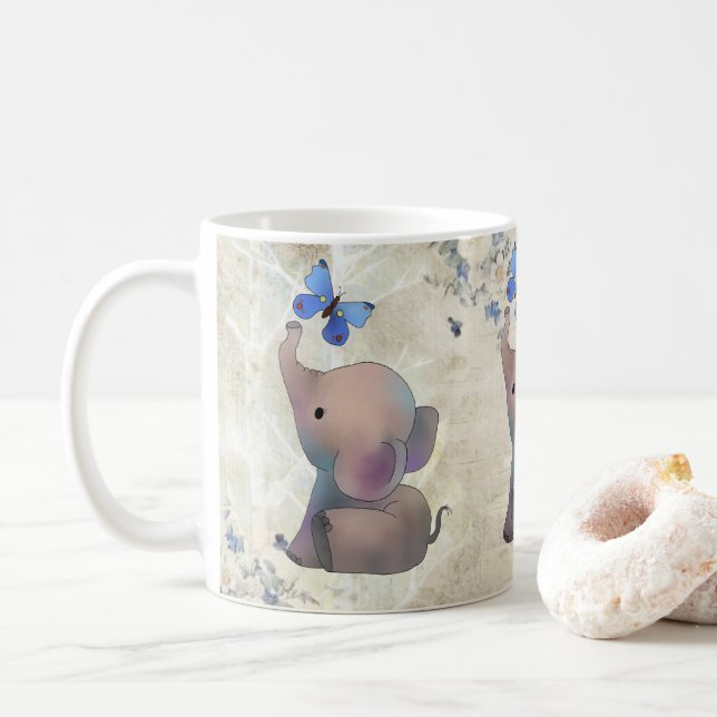 Elefant mit Schmetterling Kaffeetasse (Mit Donut)