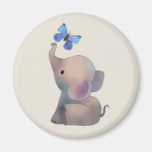 Elefant mit Schmetterling Magnet