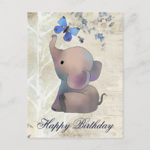 Elefant mit Schmetterling Postkarte