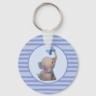 Elefant mit Schmetterling Schlüsselanhänger