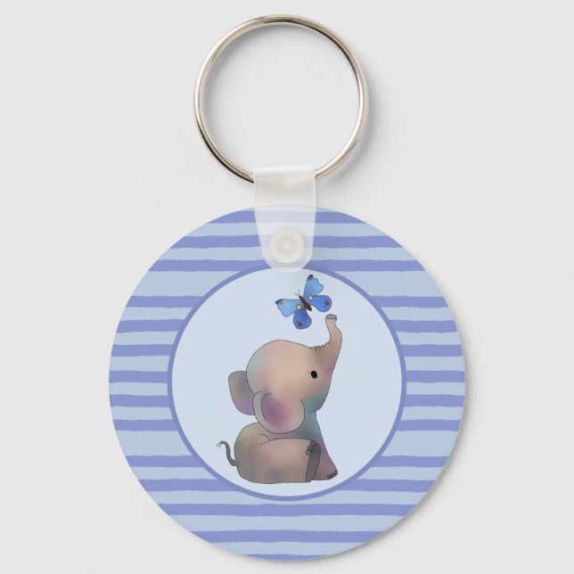 Elefant mit Schmetterling Schlüsselanhänger (Vorderseite)