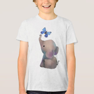 Elefant mit Schmetterling Tri-Blend Shirt