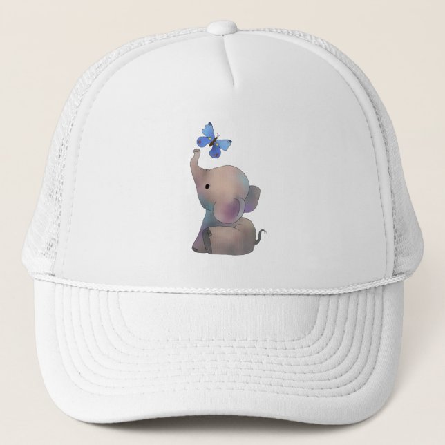 Elefant mit Schmetterling Truckerkappe (Vorderseite)