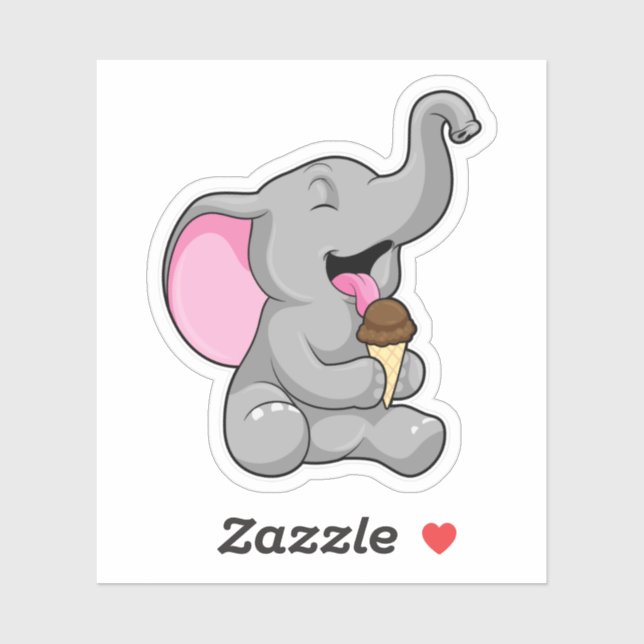 Elefant mit Schokoladeneis Aufkleber (Blatt)