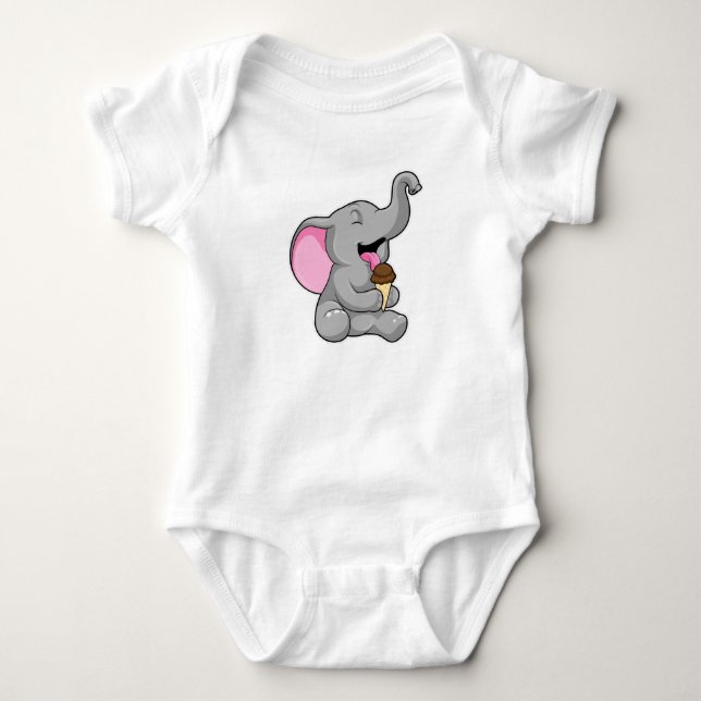 Elefant mit Schokoladeneis Baby Strampler (Vorderseite)